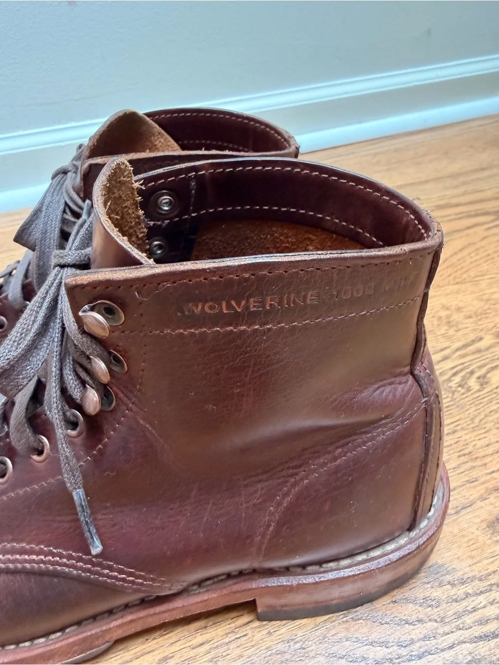 Wolverine 1000 Miles Vibram Men’s Brown Leather Lace-Up Boots